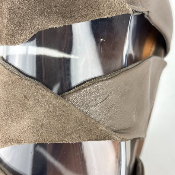 Corso Como Taupe Stacked Heel Open Toe Leather/Suede Booties Size 8M Like New - Picture 8 of 15